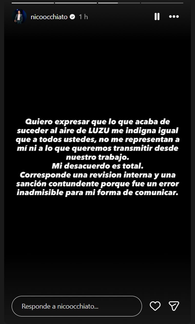 Nicolás Occhiato habló de “errores humanos”, pero dijo que tomó “la decisión que tenía que tomar” 5 Los comunicados de Luzu TV