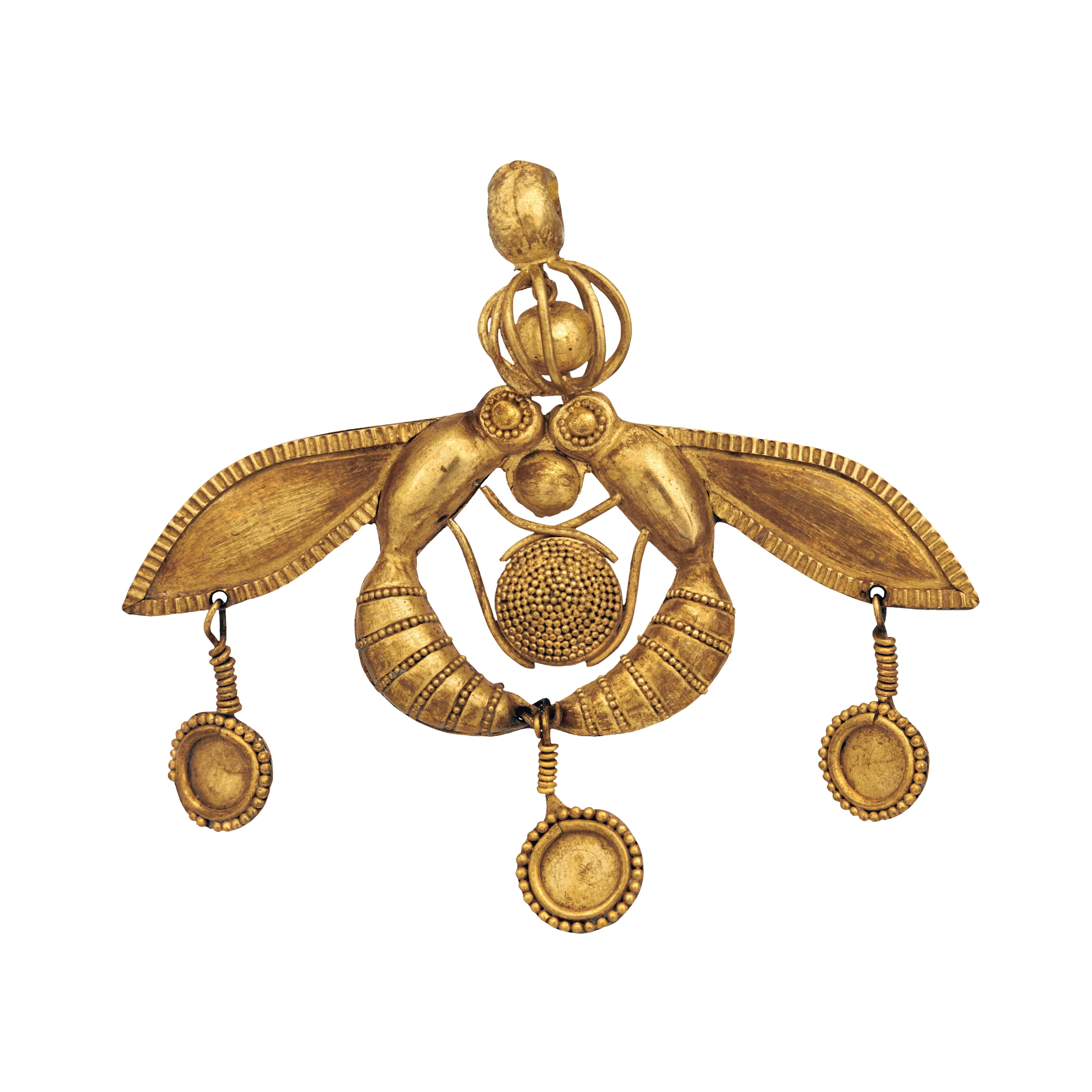 El colgante Abejas doradas del sitio arqueológico Malia 1800-1700 a. de C.