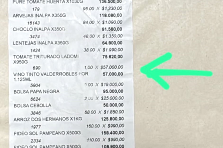 La factura de un comedor escolar de Entre Ríos incluyó una botella de vino de $57.000