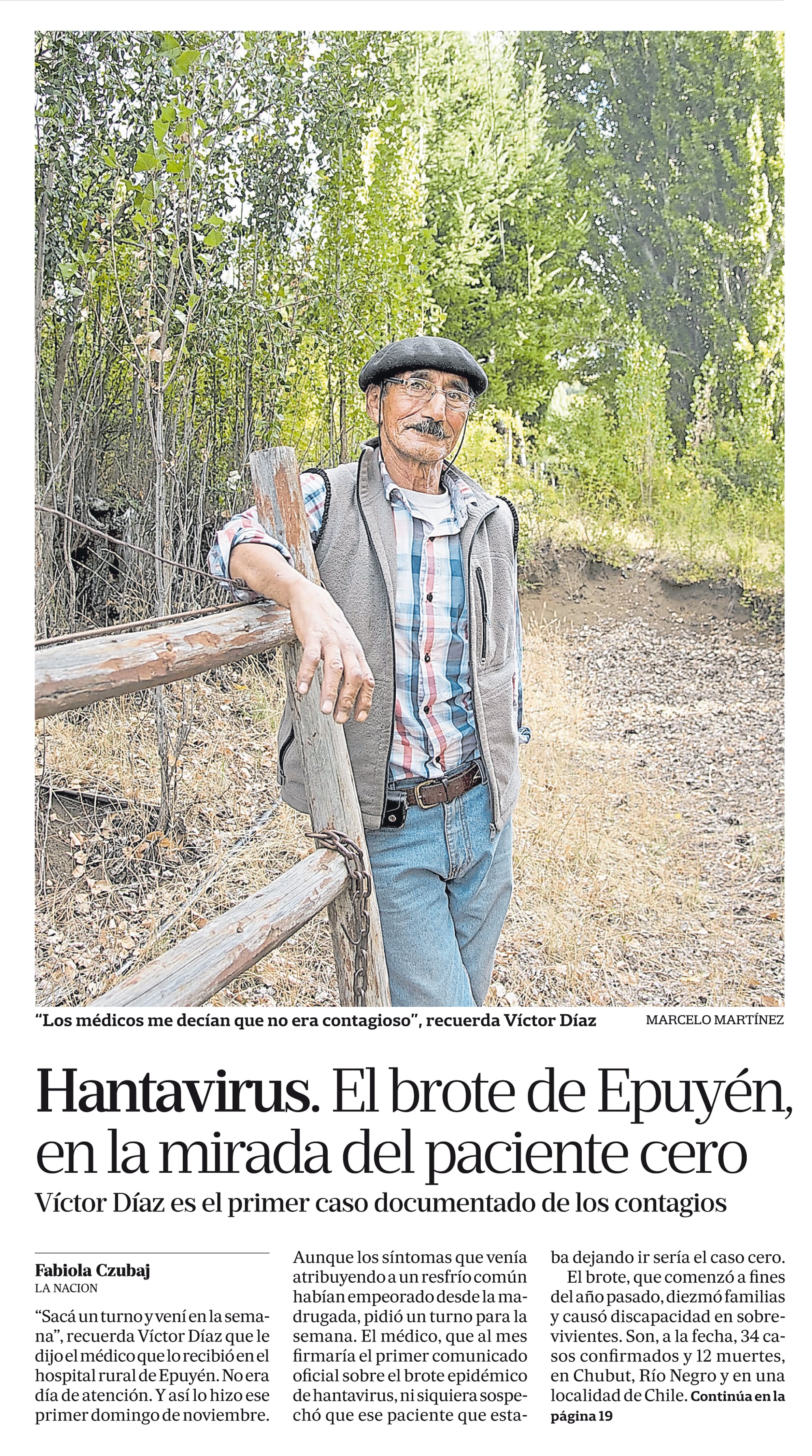 La foto que salió en la tapa de LA NACION tras el brote en Epuyén
