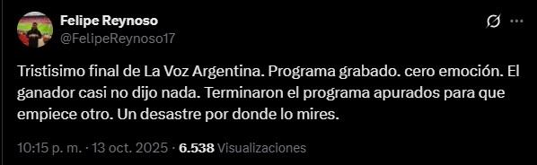 La reacción de los usuarios por el polémico final de La Voz Argentina