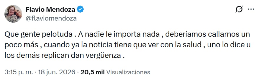 Flavio Mendoza apuntó contra Florencia Peña (Foto: Captura X)