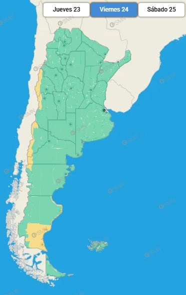 Todas las alertas climatológicas, según el SMN