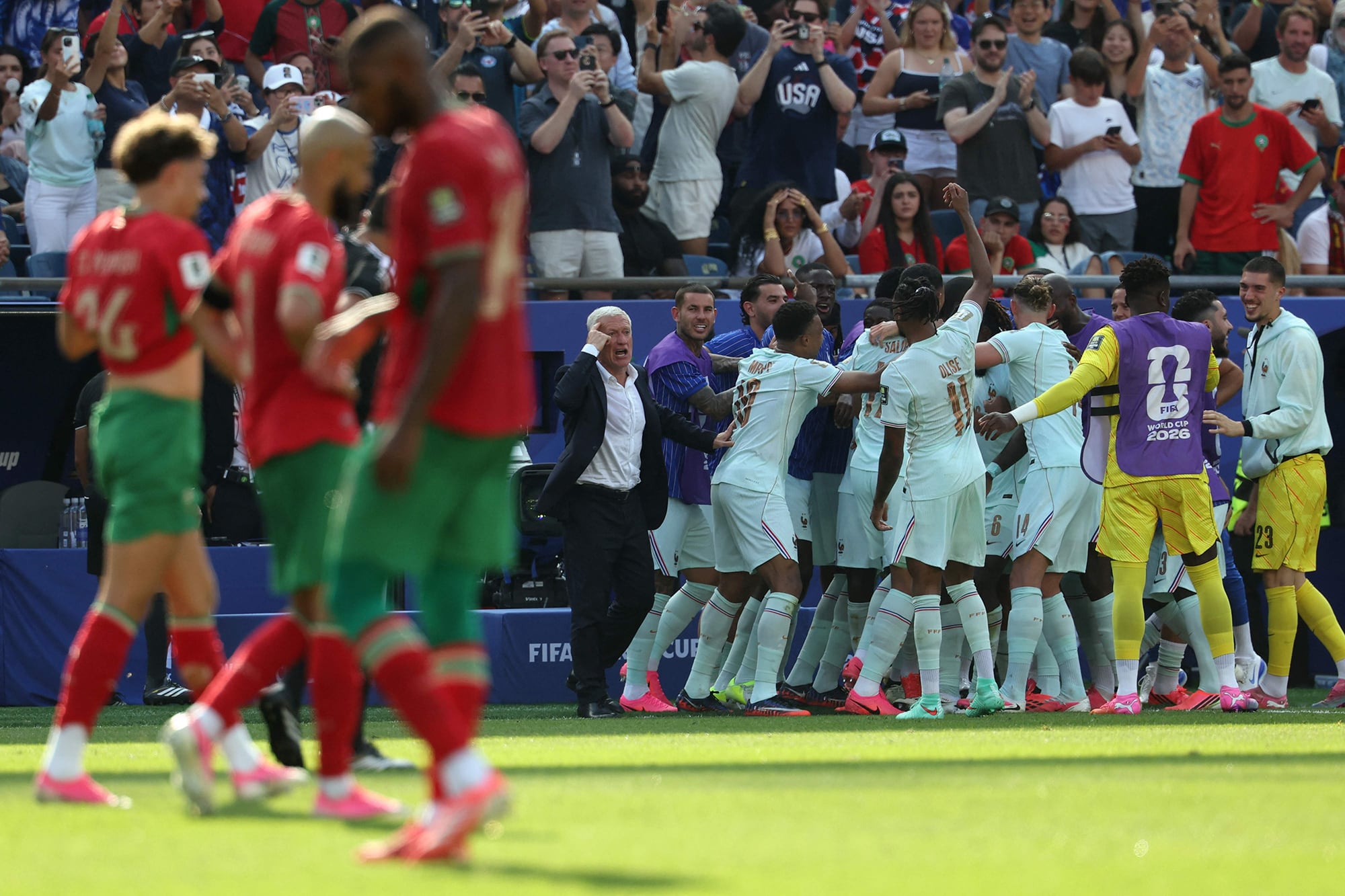Francia celebra el 2-0, marcado por Ousmane Dembelé; Marruecos nunca estuvo en partido