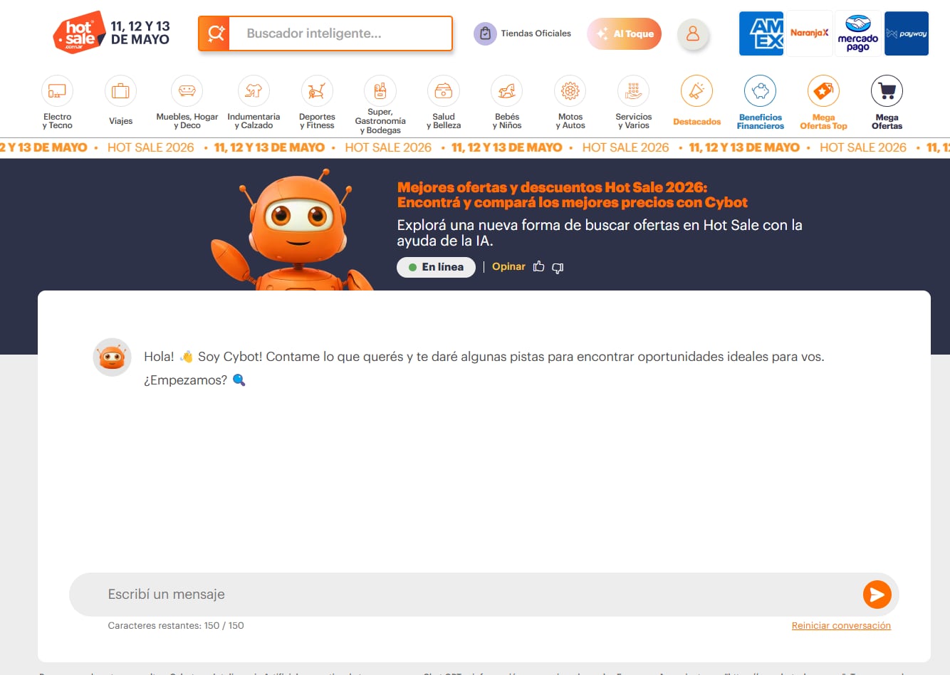 Cybot es el asistente virtual del Hot Sale que ayuda a comprar mejor