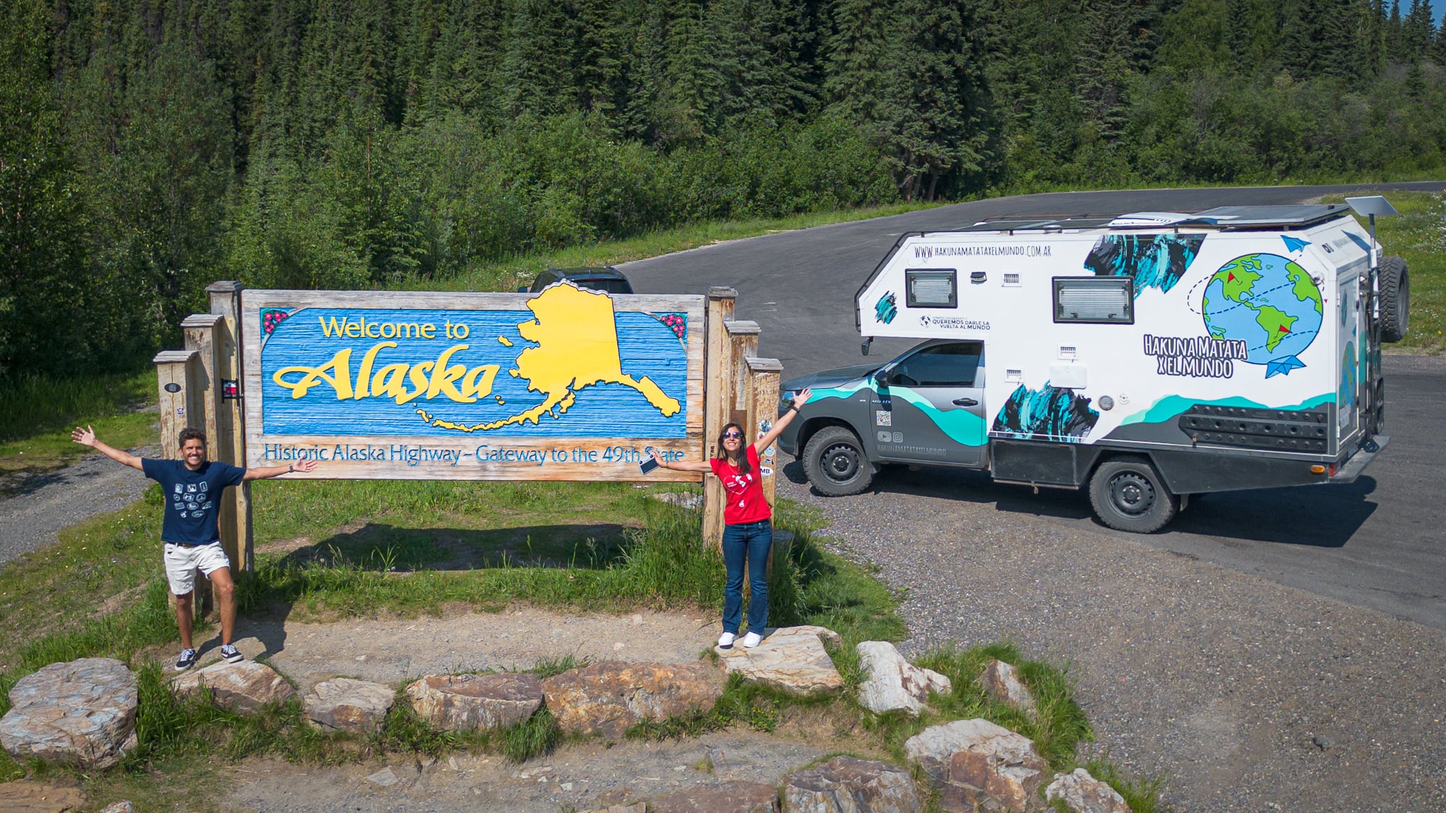 La pareja llegó hasta Alaska en su motorhome