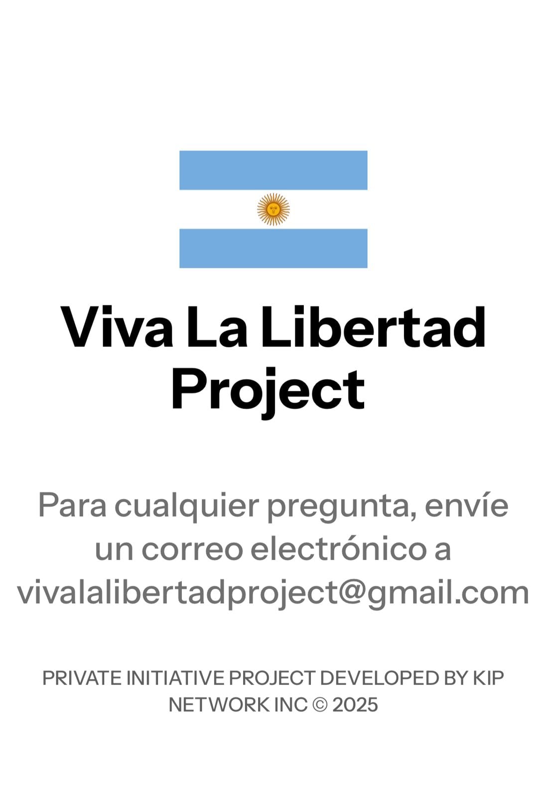 La página de Viva La Libertad Proyect, que declara que es un
