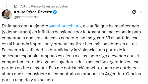 La respuesta de Pérez-Reverte a Finocchiaro