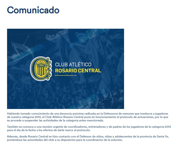El comunicado oficial de Rosario Central