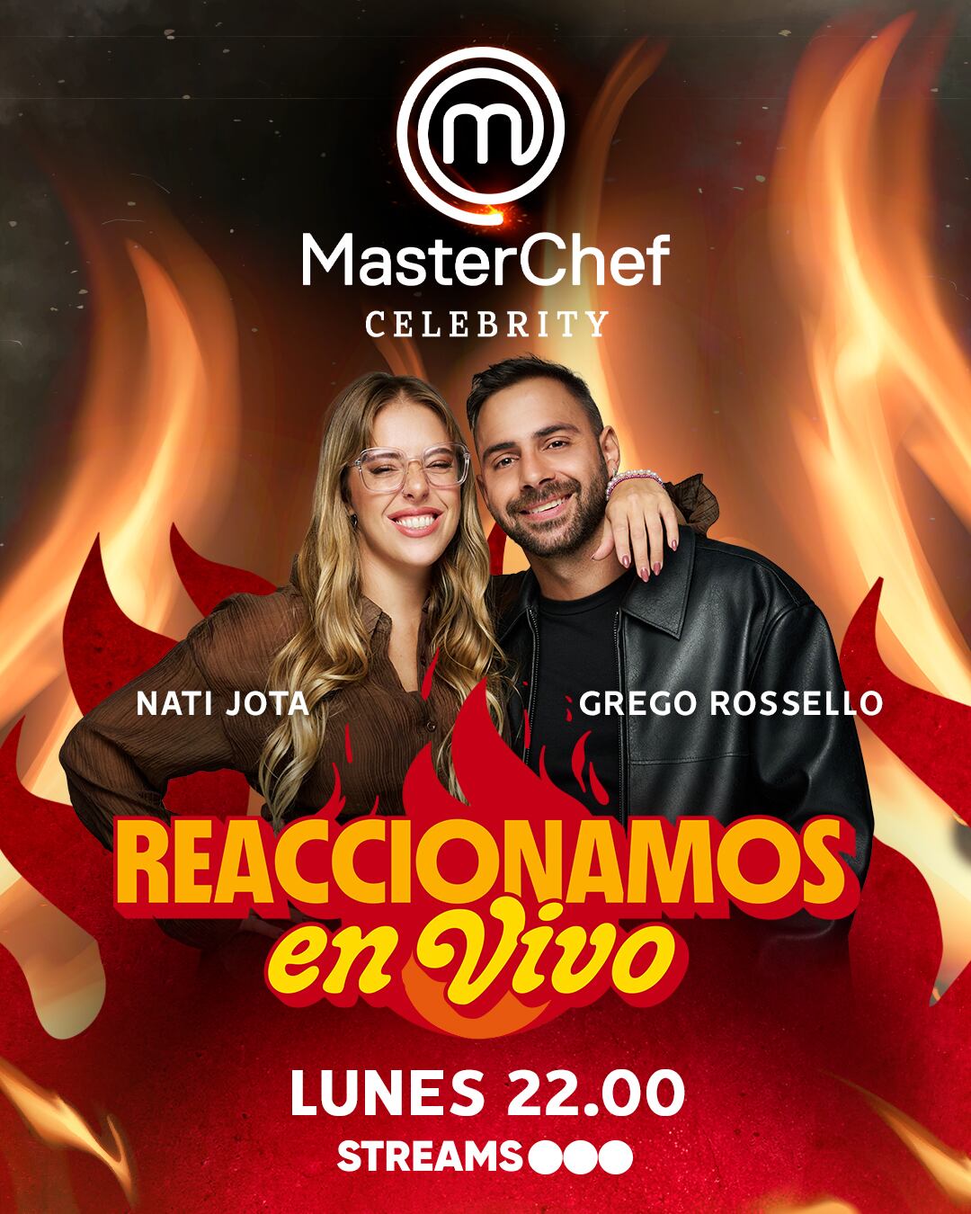 Nati Jota y Grego Rosello están a cargo de las reacciones de los episodios de MasterChef Celebrity 2025 por YouTube y Twitch