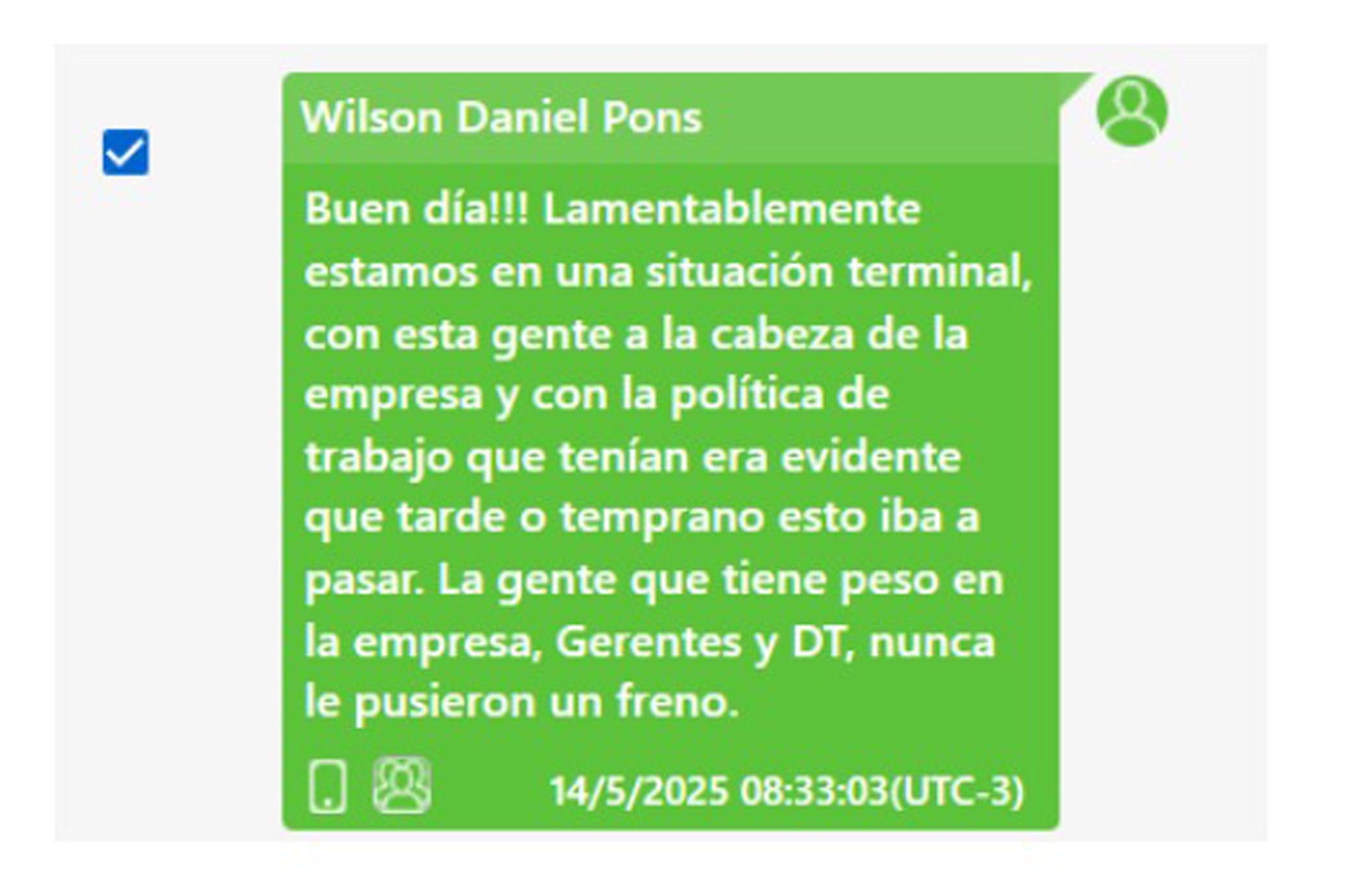 Chat que figura en la causa penal que sigue el juez Kreplak