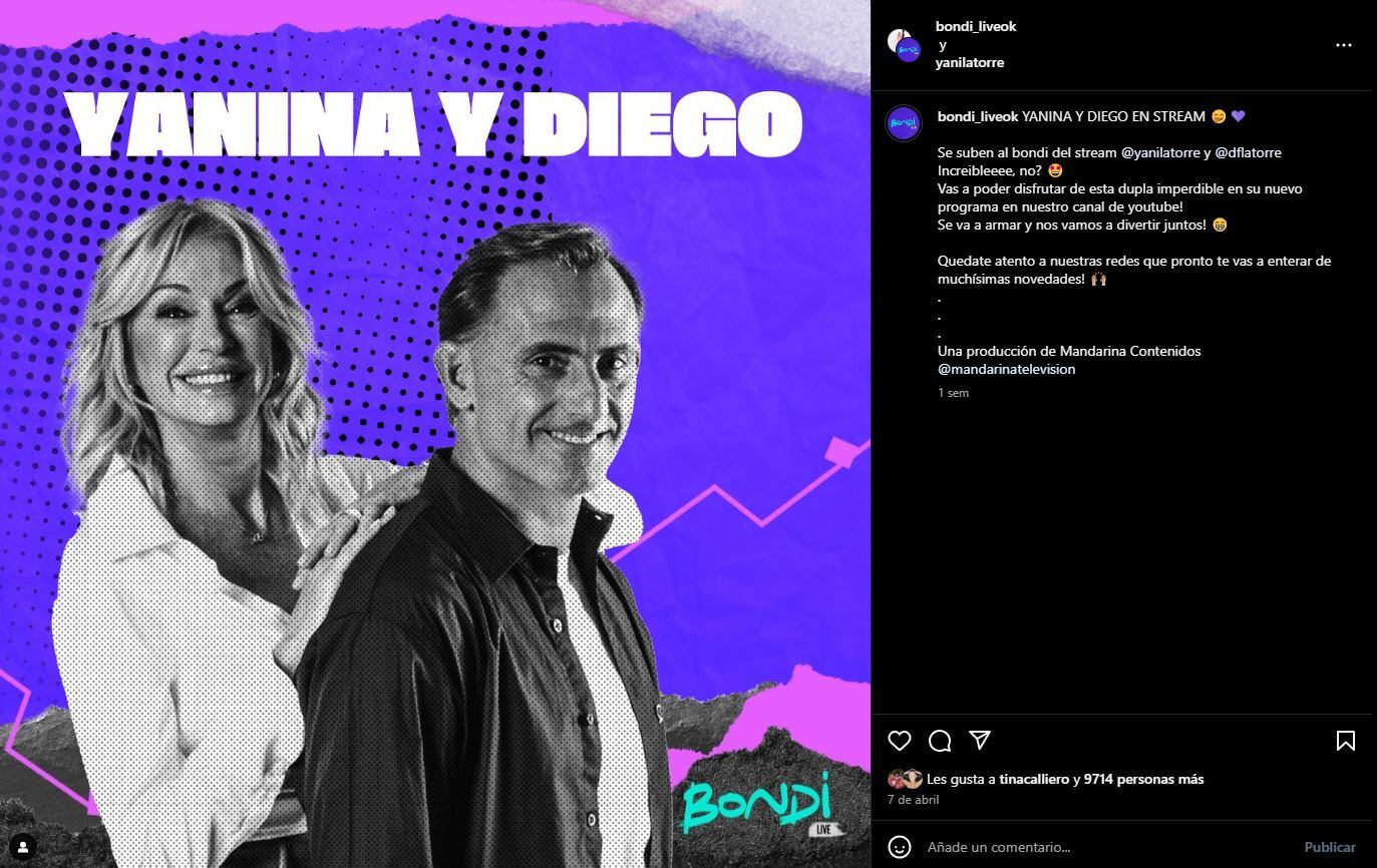 Yanina y Diego tendrán su programa en Bondi