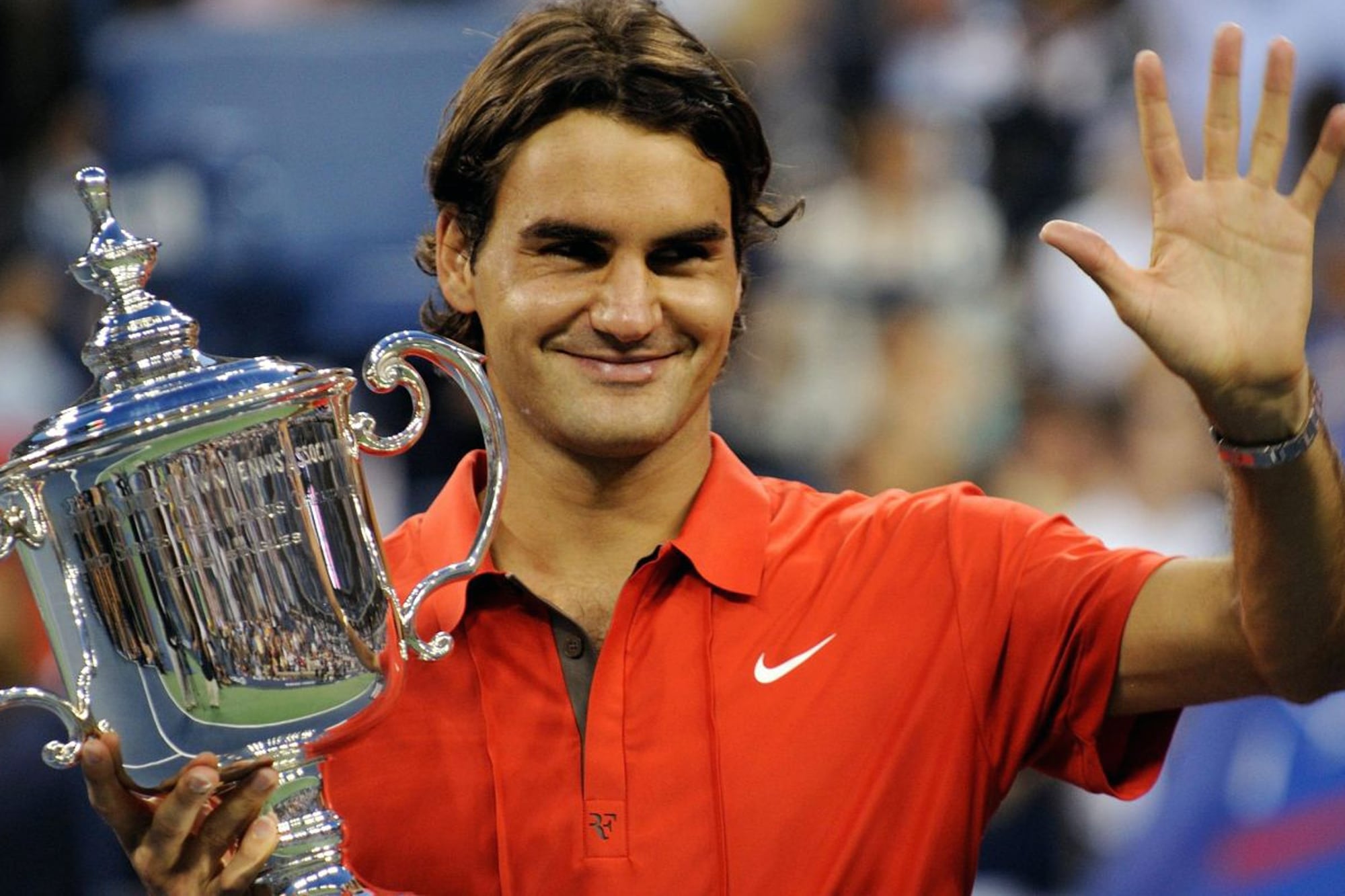 Federer ganó cinco veces el trofeo del US Open, entre 2004 y 2008