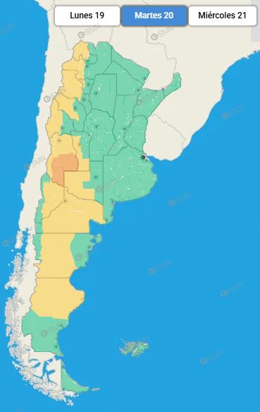 Las provincias afectadas durante la jornada