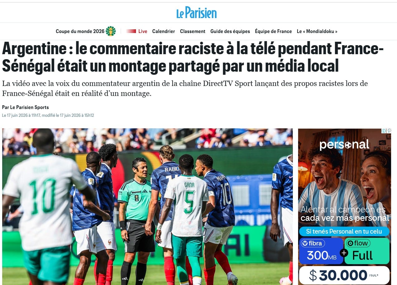 La nota (retirada) del diario francés Le Parisien