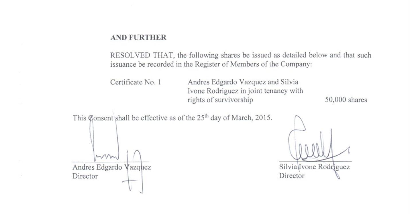 La firma de Andréz Vázquez y su exesposa en los registros