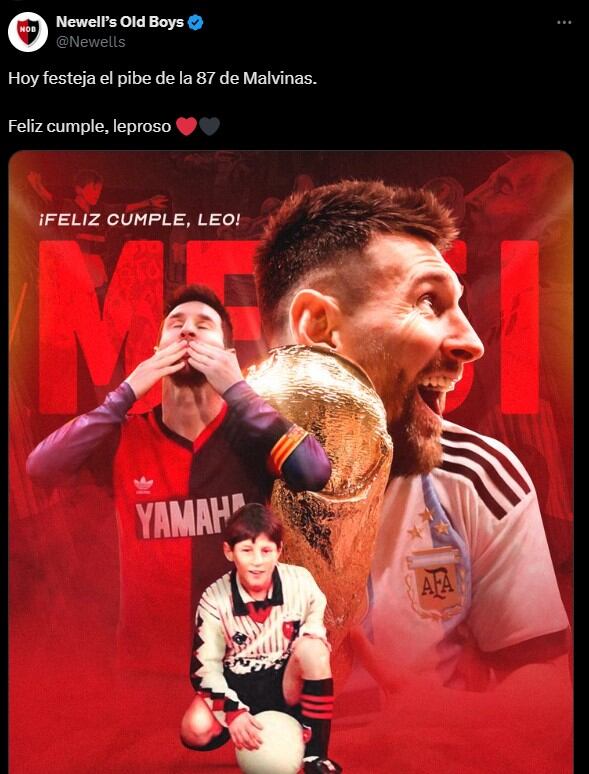 Newell's le envió una dedicatoria especial a Messi por su cumpleaños