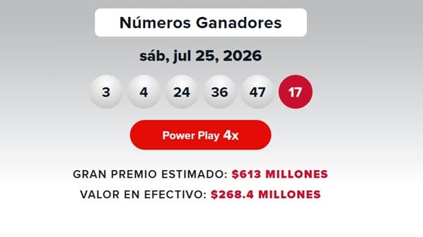 El número ganador del sorteo de Powerball del sábado 25 de julio