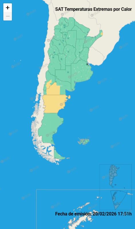 El mapa de alertas por temperaturas extremas