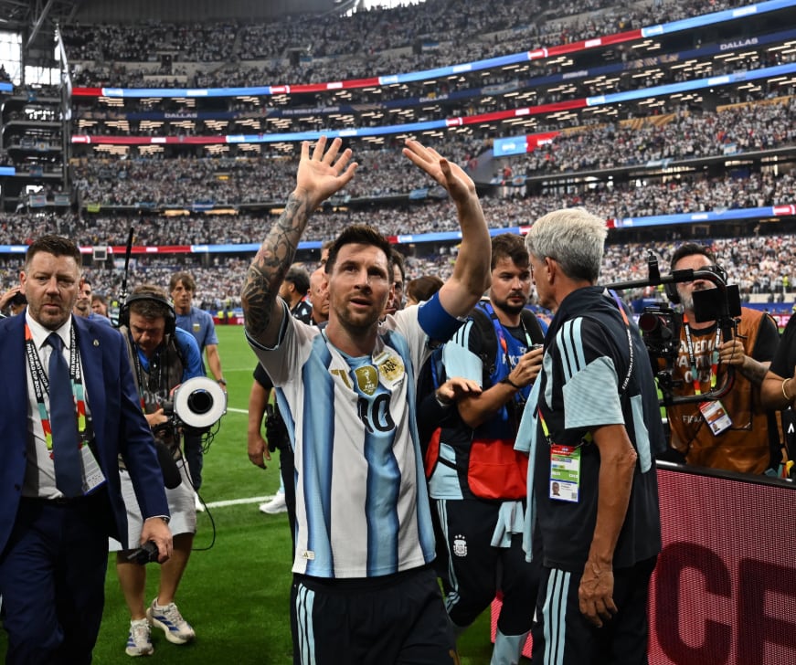 Messi al finalizar el partido Argentina- Austria en la Copa del Mundo