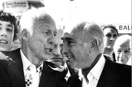 Oscar Gálvez y Juan Manuel Fangio; dos figuras del automovilismo argentino