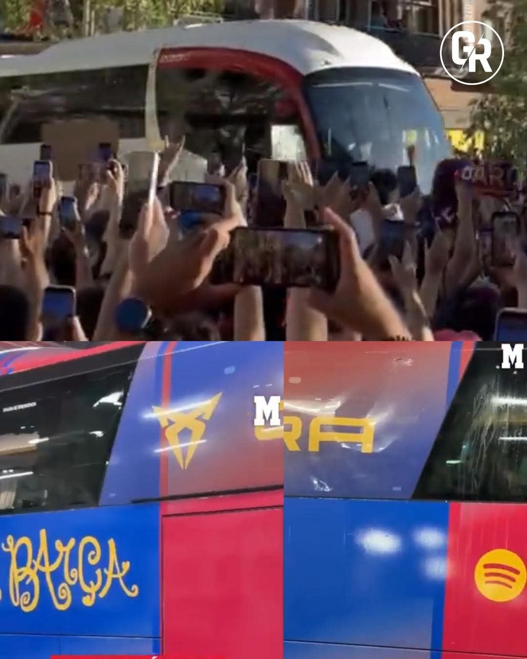 Los hinchas de Barcelona se confundieron de micro y le arrojaron piedras al ómnibus donde viajaban sus jugadores.