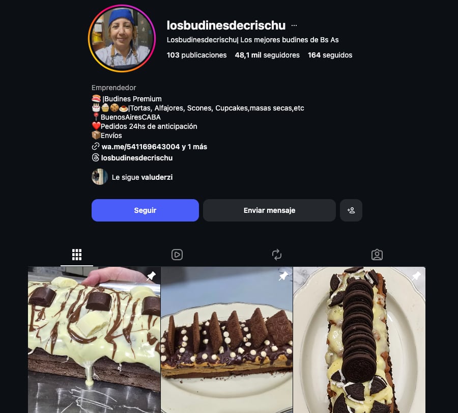 En las redes sociales promocionan el emprendimiento y aceptan pedidos. (Instagram: losbudinesdecrischu)