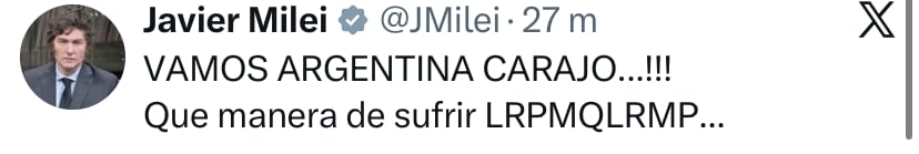 El posteo de Milei tras el triunfo