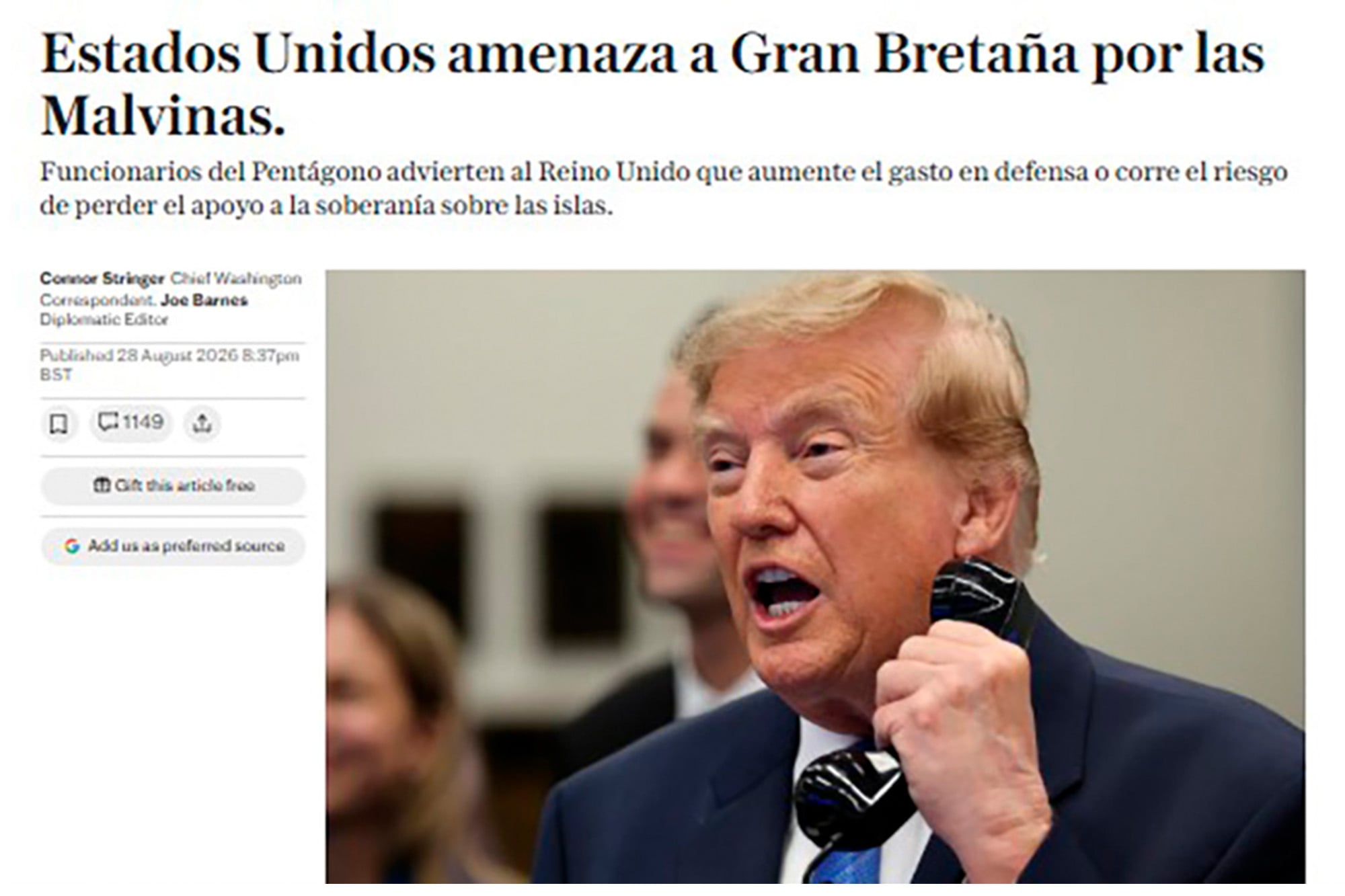 El diario The Telegraph alerta sobre una