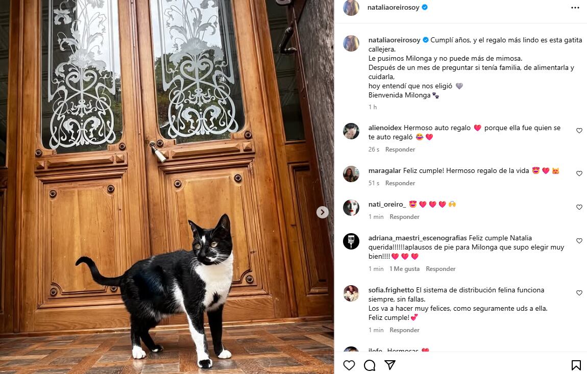 El posteo en el que Natalia Oreiro presentó a Milonga