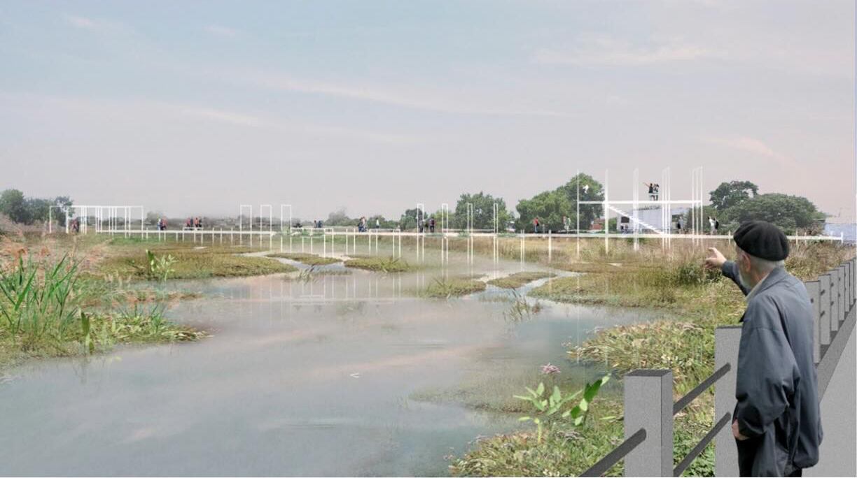 Proyecto Parque Esponja para el saneamiento y valorización del meandro del Arroyo San Francisco en Claypole.