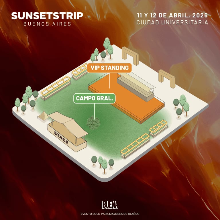 La ticketera oficial de Cattaneo, Buena Live, muestra dos sectores para el evento, Campo General y VIP Standing