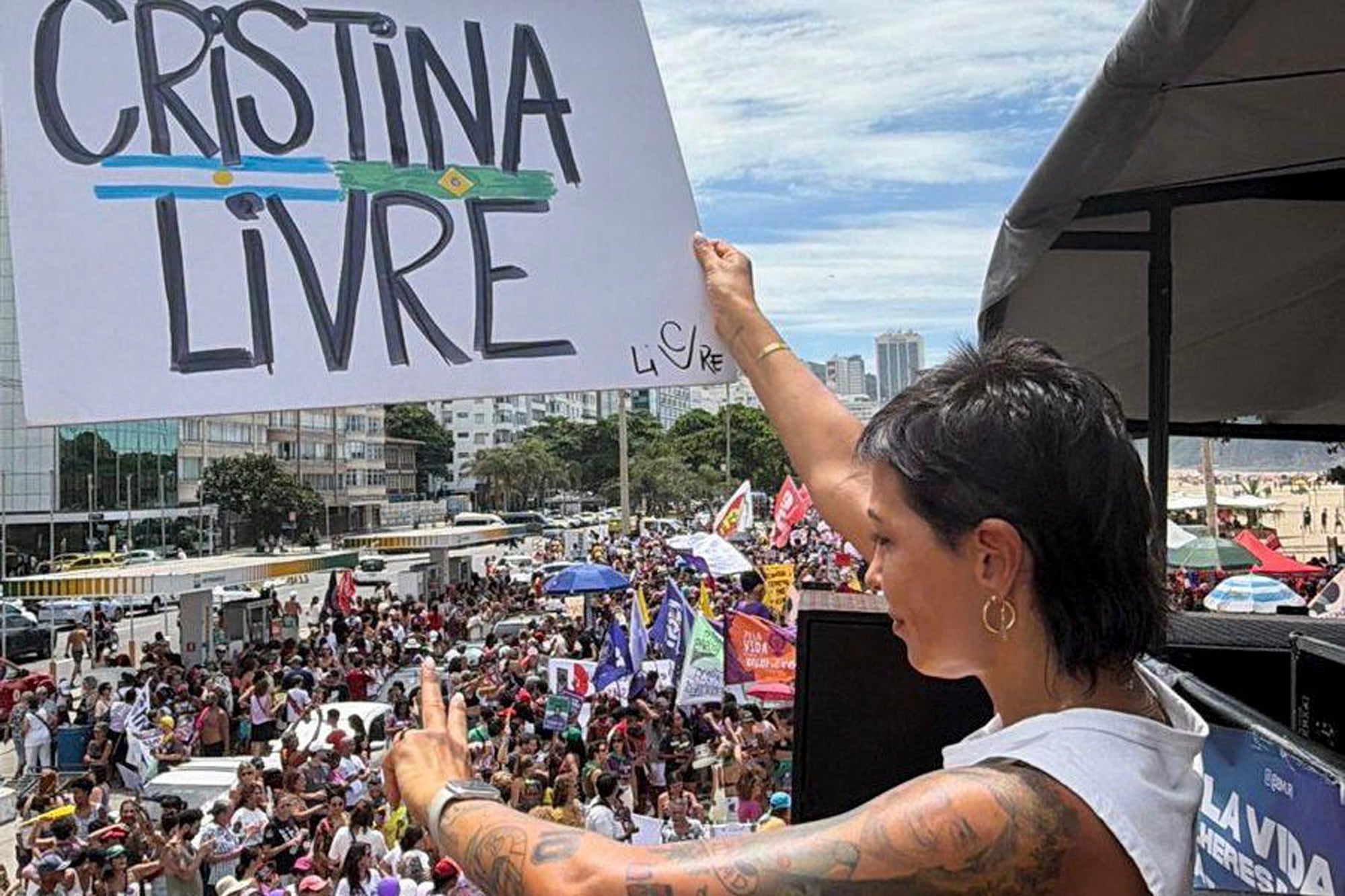 La exintendenta de Quilmes fue una de las oradoras en el acto que se realizó en Copacabana por el Día Internacional de la Mujer