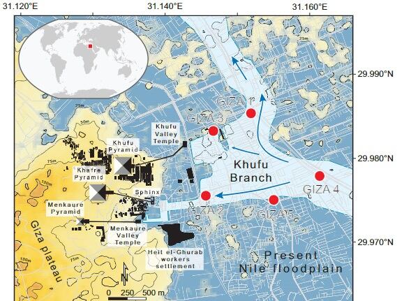 La ubicación del ramal Khufu que ayudó a construir las pirámides de Giza
