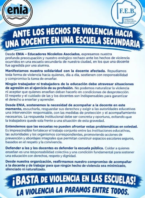 El comunicado de ENIA