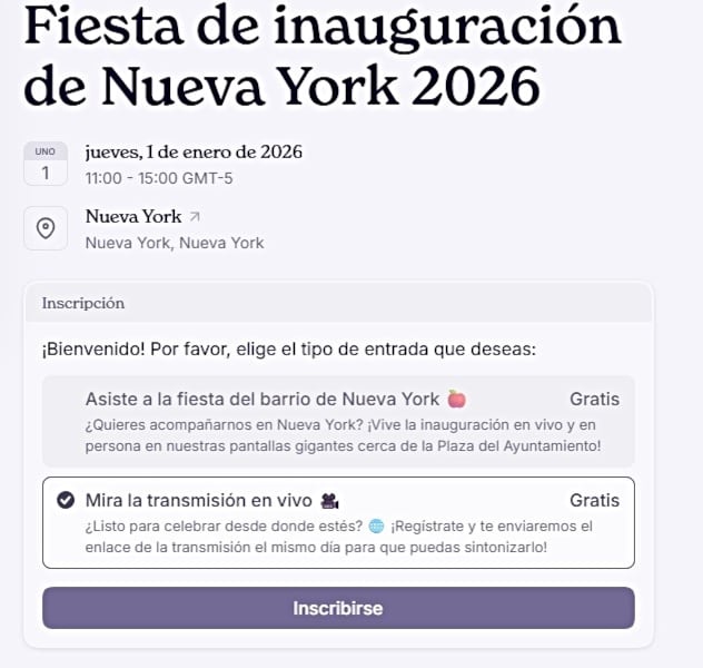 Inauguración de Zohran Mamdani como alcalde de Nueva York, en vivo: ceremonia pública hoy, 1° de enero de 2026 25 En el sitio oficial está la opción para registrarse a la transmisión en vivo de la ceremonia