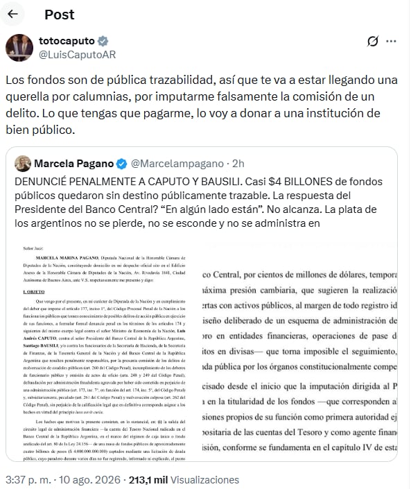 El cruce entre Pagano y Caputo en X