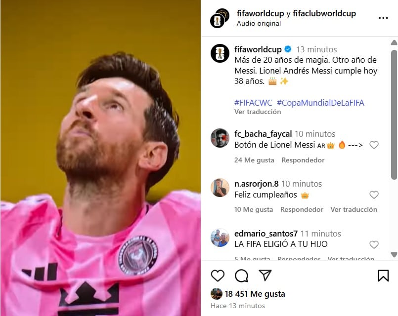 La dedicatoria de la FIFA por el cumpleaños de Messi