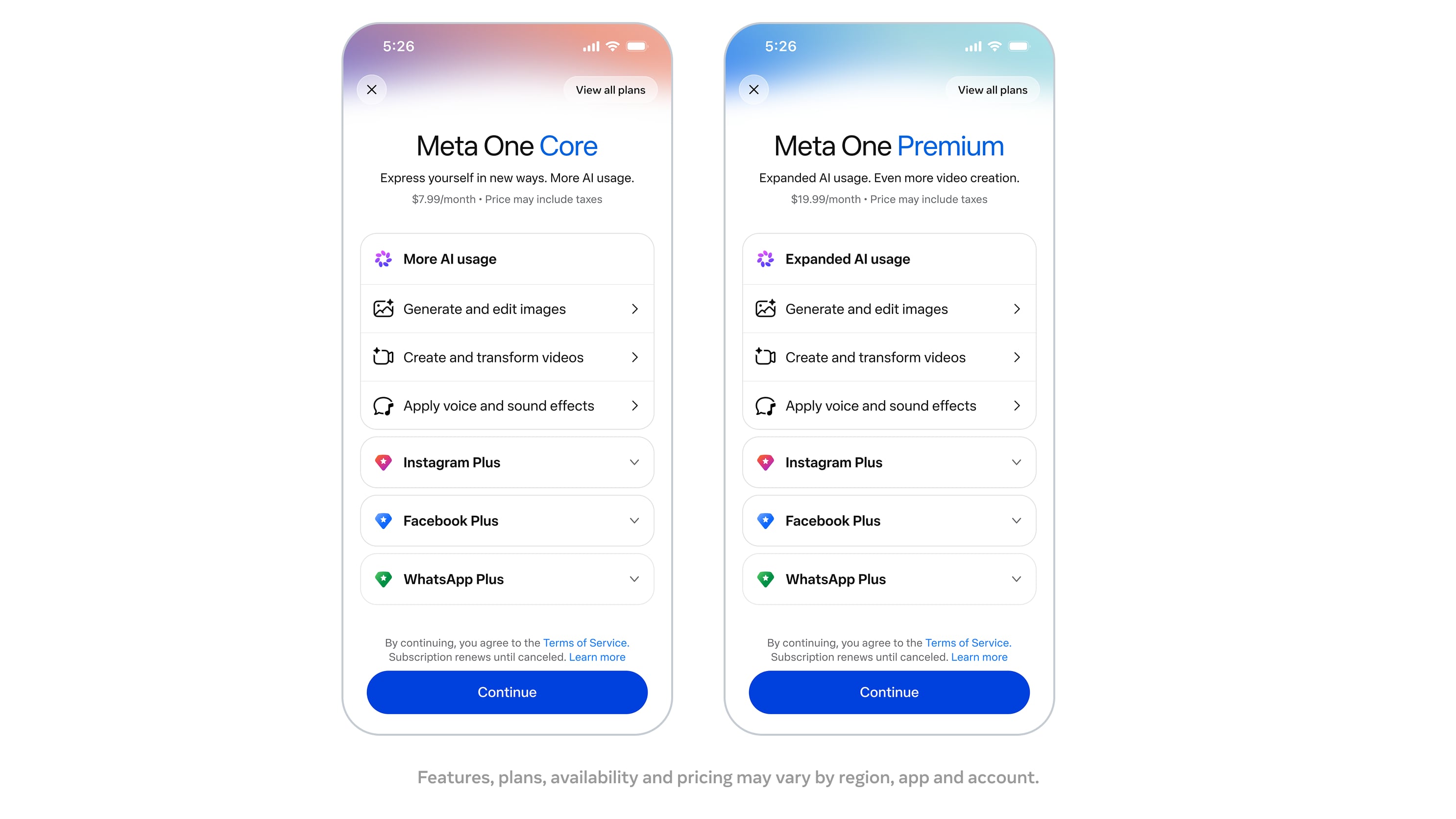 Qué funciones extra incluyen las nuevas suscripciones Core y Premium de Meta One