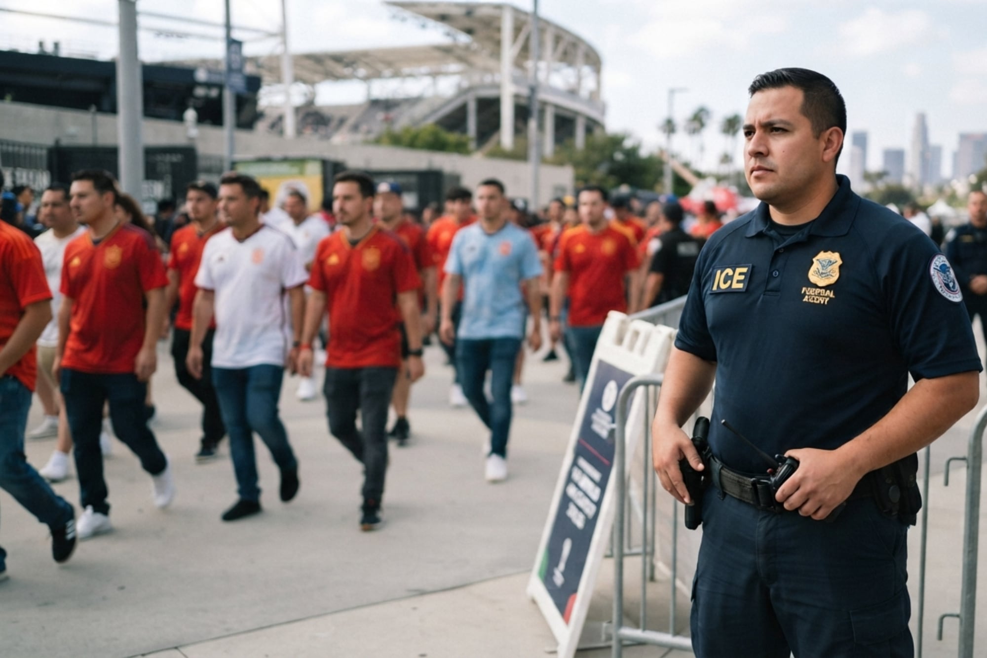 Durante el partido de esta tarde, los agentes del ICE se enfocarán en tareas como combatir la reventa ilegal de entradas y detectar mercancía falsificada
