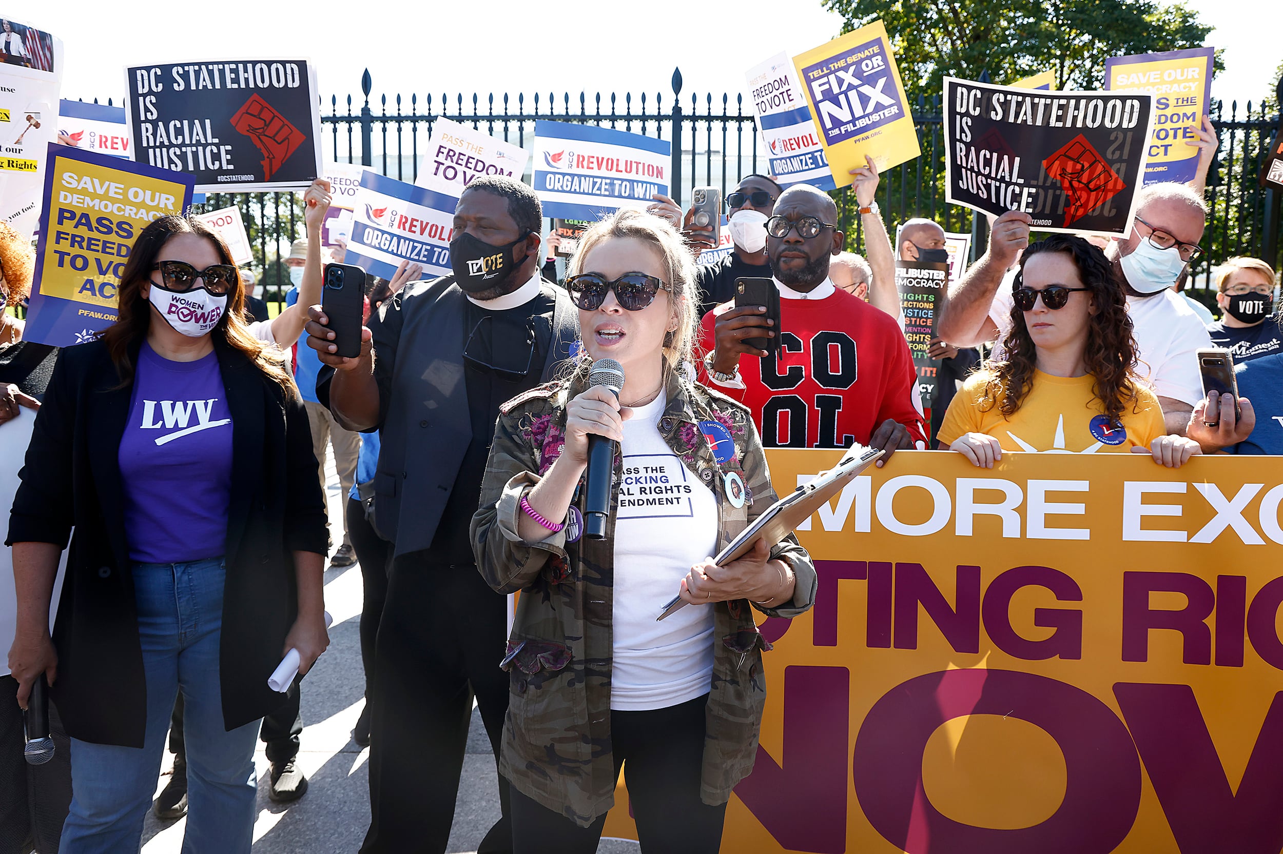 La actriz durante una manifestación en Washington, en 2021
