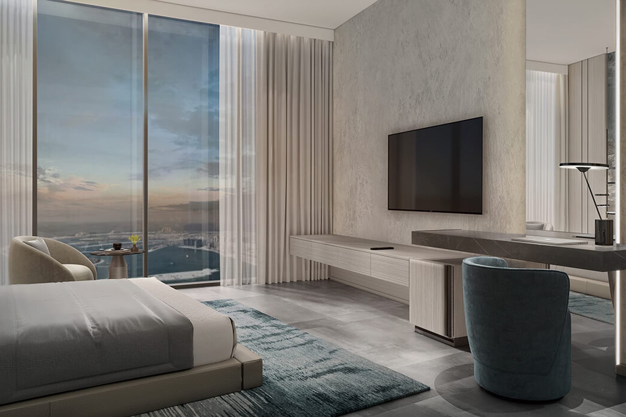 Habitación con vista panorámica al Golfo Pérsico, una de las más de mil disponibles en el hotel