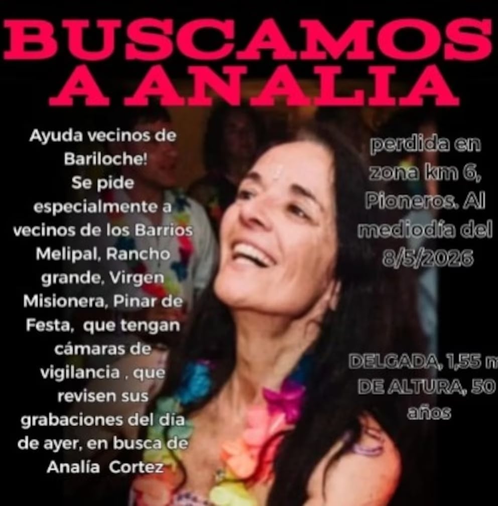 Vecinos buscan a Analía Corte, que desapareció en Bariloche