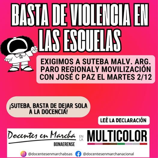 Se convocó a una marcha en reclamo por el ataque a los maestros