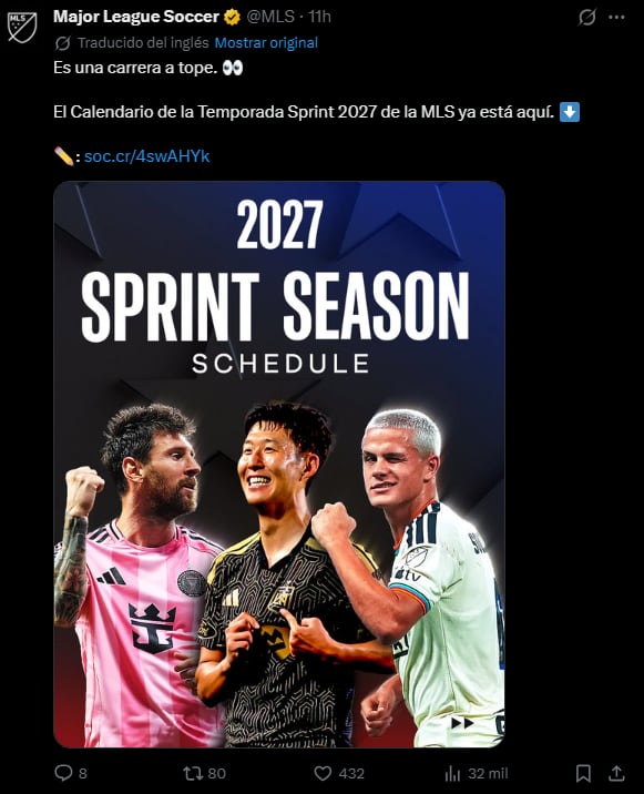 Así se promocionó la Sprint Season a través de la cuenta de la MLS en X