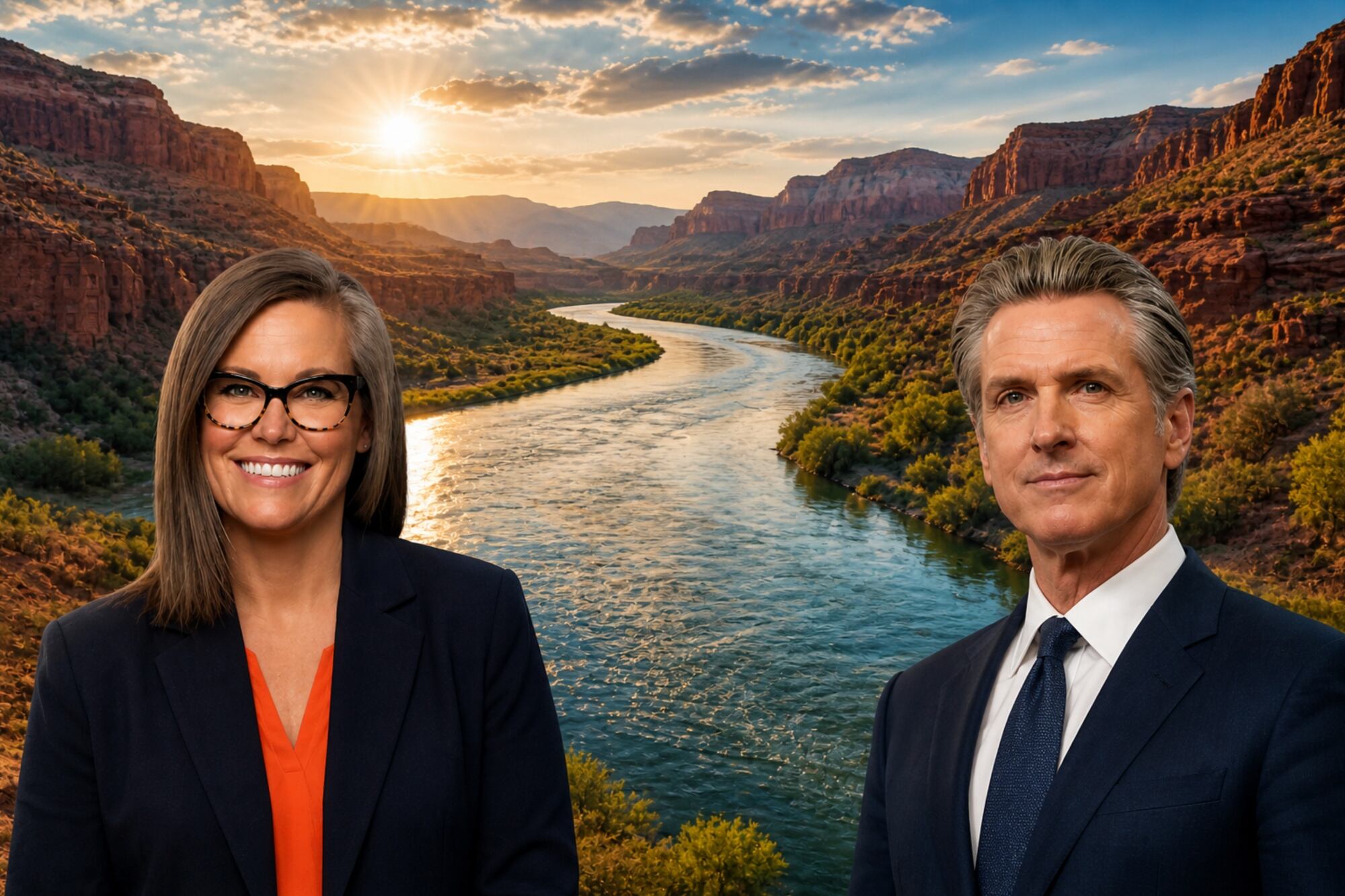 Hobbs se une a Newsom y presentan un proyecto para preservar el río Colorado: “Estamos construyendo el futuro”