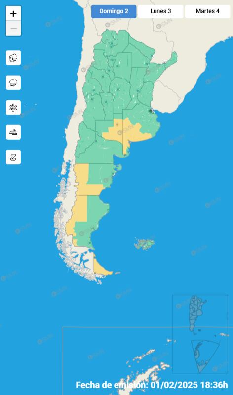 Sistema de Alerta Temprana para este domingo 2 de febrero