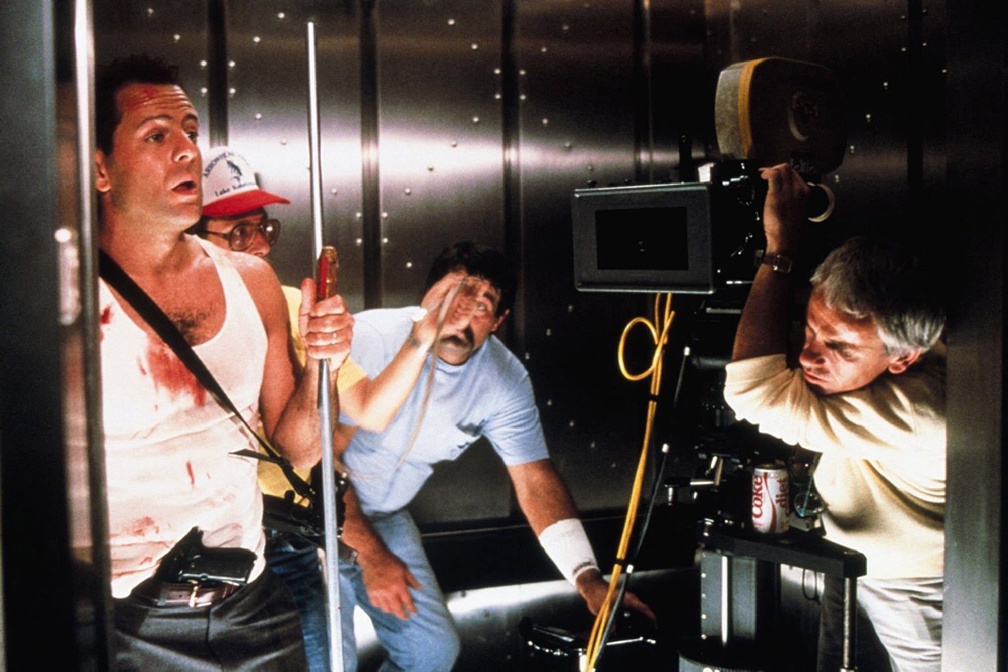 Bruce Willis, en el rodaje de Duro de matar