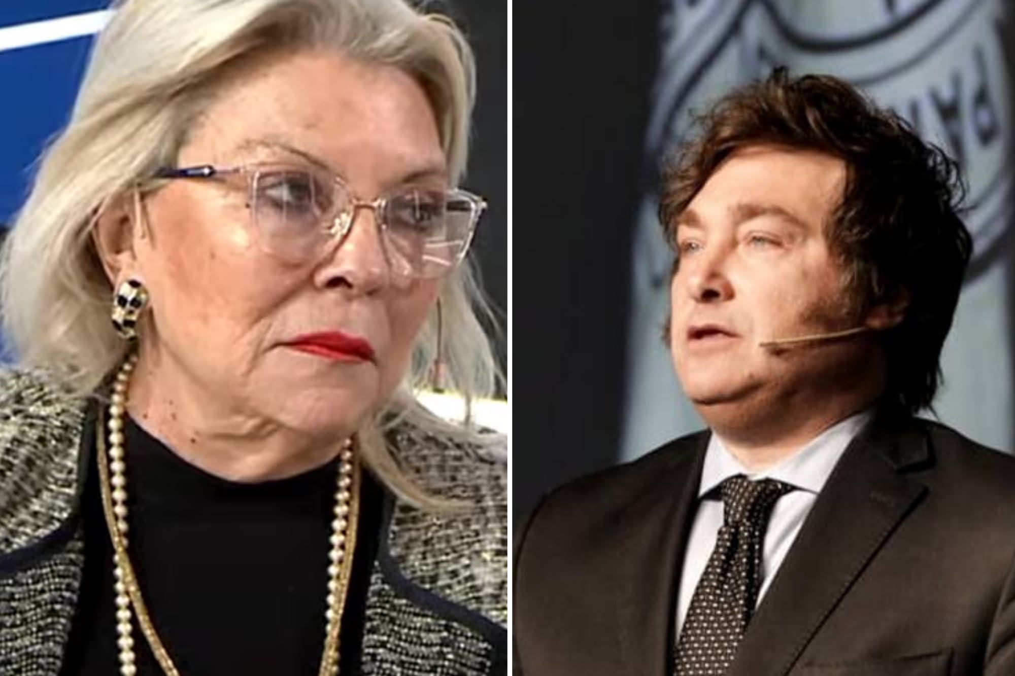 La referente de la Coalición Cívica (ARI), Elisa Carrió, junto al presidente Javier Milei