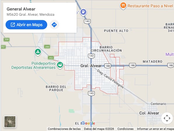 General Alvear se encuentra a casi 300 kilómetros de la capital provincial